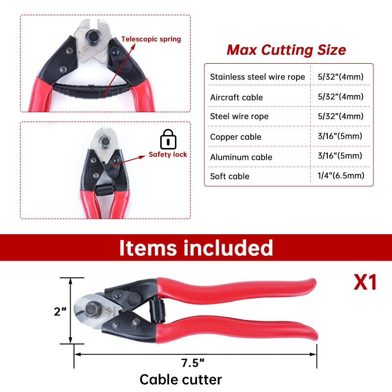 Muzata Upgraded Custom Cable Railing Crimping Tool Hydraulic Crimper Hydraulic Crimping Tool for 1/8" 5/32" 3/16" Stainless Steel Cable Railing Kit Wire Rope Swaging Kit with Wire Cutter CT01 - Image 5